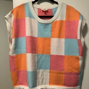 BiBi Vibrant Checkered Sleeveless Sweater